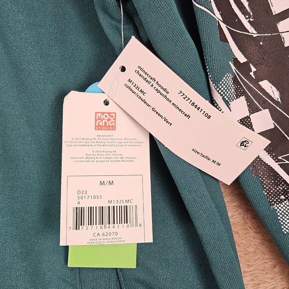 NWT Point Zero x Minecraft Hoodie Green Long Sleeve Full Zip Sweatshirt Men's M - Picture 7 of 13